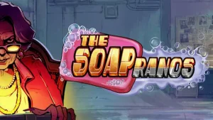 Tampilan visual slot Soapranos dengan elemen neon dan suasana intens